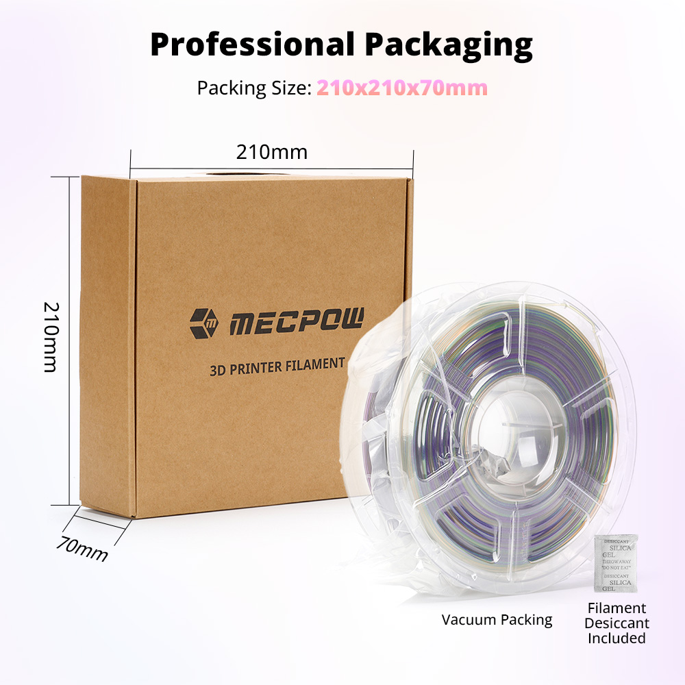 Mecpow High Speed PETG Filament, 1 kg - Transparent Rainbow