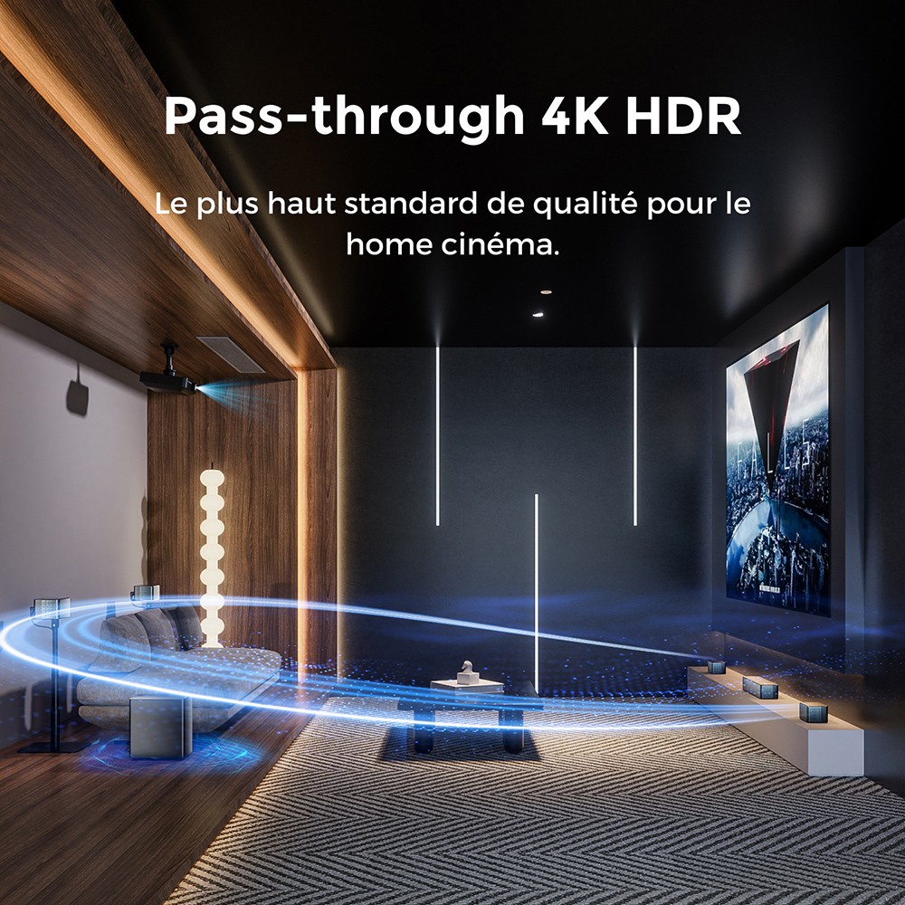 Ultimea Poseidon D80 Boom 7.1 Barre de son avec caisson de basses, Dolby Atmos, puissance de cr&ecirc;te de 500 W, contr&ocirc;le via application, &eacute;galiseur 10 bandes, 121 matrices d'&eacute;galisation pr&eacute;d&eacute;finies, Bluetooth 5.3