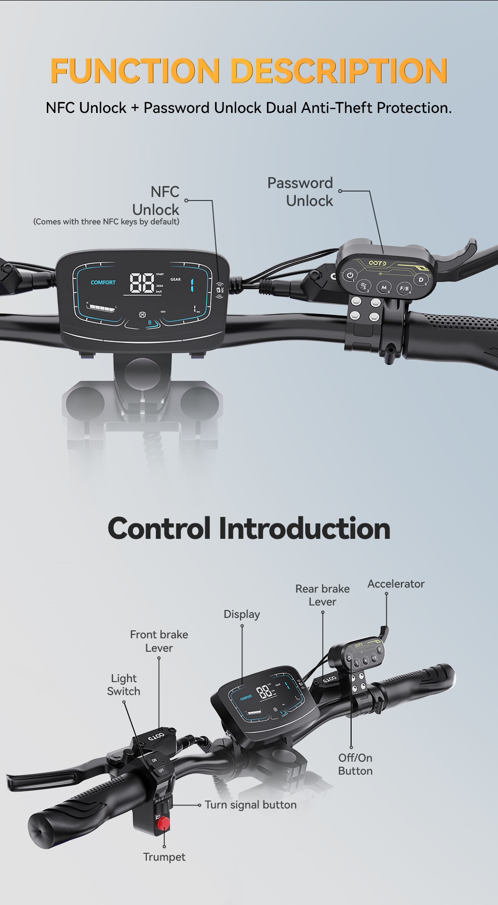 OOTD T90 Electric Scooter, 2100W*2 Motor, 60V 31.2Ah Battery, 13 inch Tires, 85km/h Max Speed, 100km Range, Hydraulic Disc Brakes, Front Dual Hydraulic Suspension & Rear Dual Spring Suspension