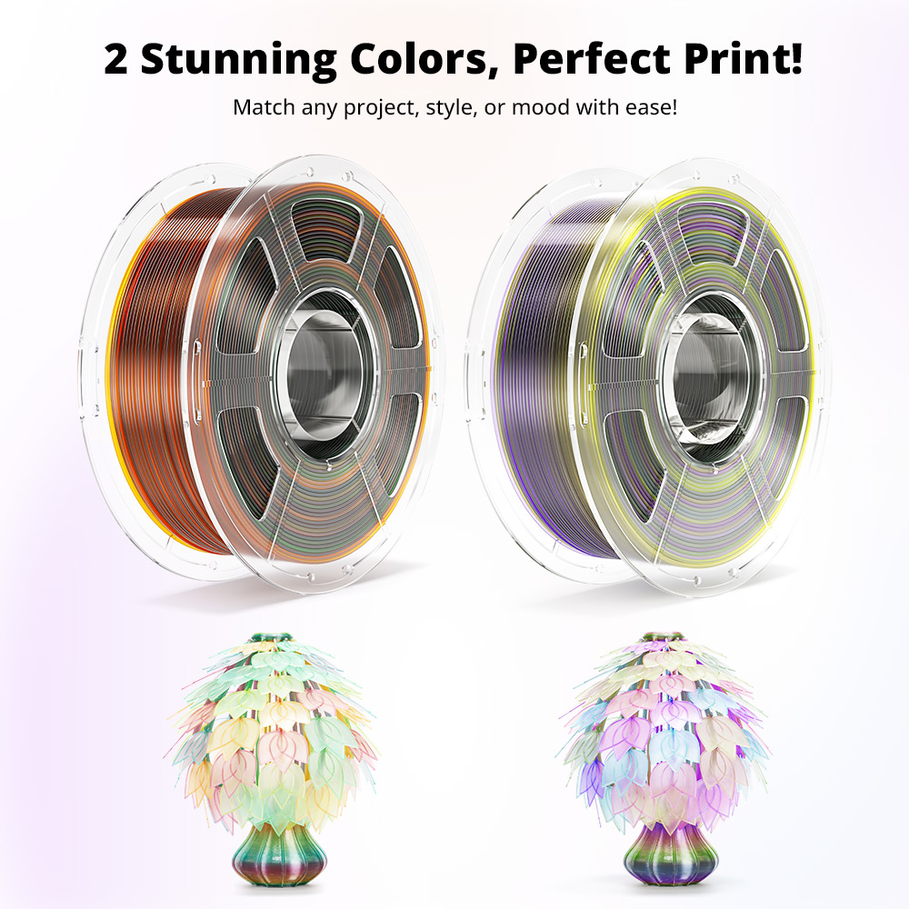 Mecpow High Speed PETG Filament, 1 kg - Transparent Rainbow