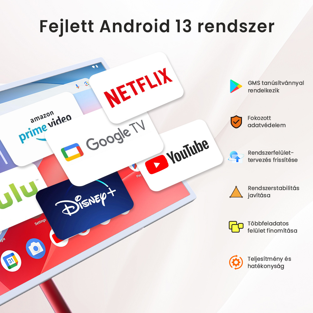 KTC A32Q7 Pro Mobil Monitor, 32'' 4K &Eacute;rintők&eacute;pernyő, WiFi6, Android 13, RK3588S 8 Core, Google EDLA Tan&uacute;s&iacute;tv&aacute;ny, 9500mAh Akkumul&aacute;tor, 8GB RAM 128GB ROM, &Aacute;ll&iacute;that&oacute; Dől&eacute;ssz&ouml;gek, 1*HDMI 2.0, 1*USB 3.0, 1*USB 2.0