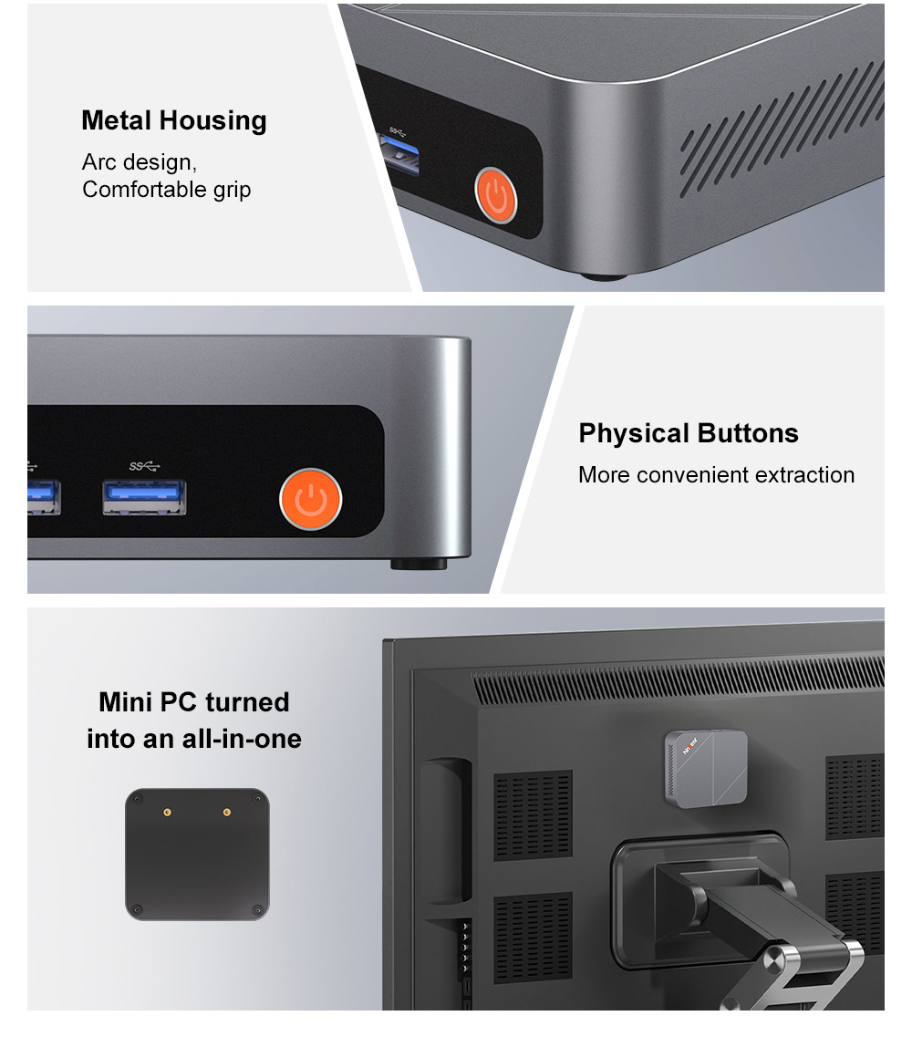 Ninkear M7 Mini-PC, AMD Ryzen 5 7430U 6 Kerne, max. 4,3 GHz, 16 GB RAM, 512 GB SSD, 2 x HDMI + Typ-C 4K-Dreifachbildschirm, WiFi 6, Bluetooth 5.2, 2 x USB 3.0, 2 x USB 2.0, 1 x RJ45, 1 x Audiobuchse