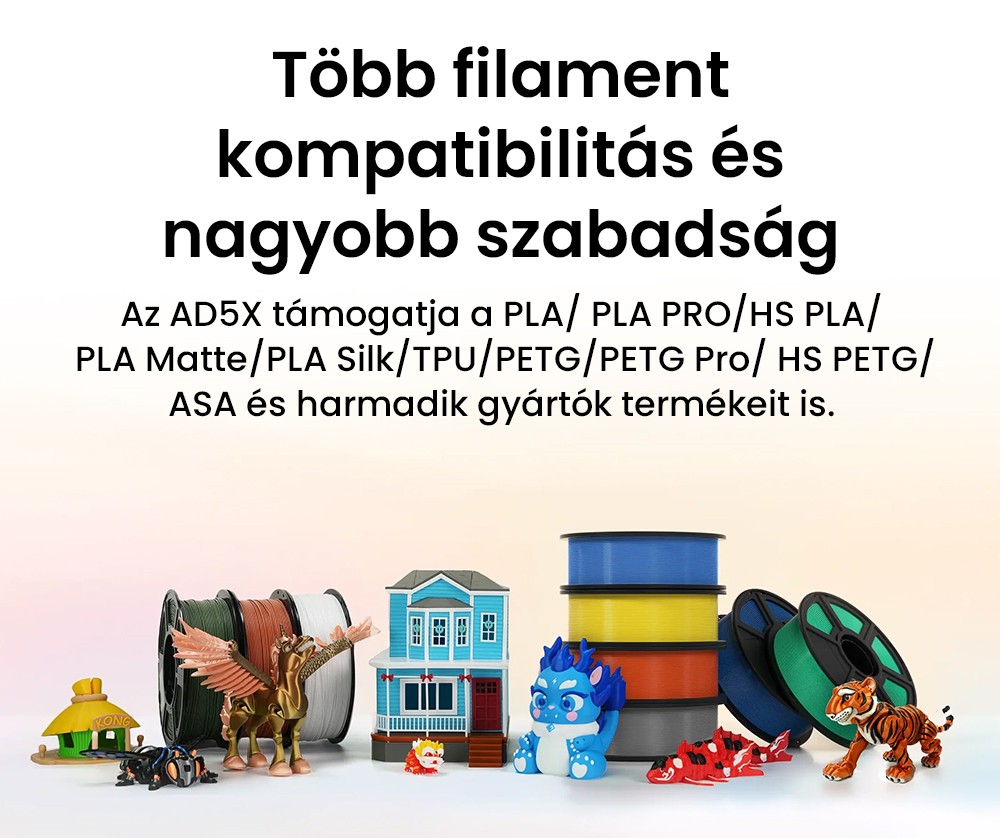 Flashforge AD5X 3D nyomtat&oacute;, intelligens 4 sz&iacute;nű nyomtat&aacute;s, 600 mm/s max., 220 * 220 * 220 mm - EU csatlakoz&oacute;