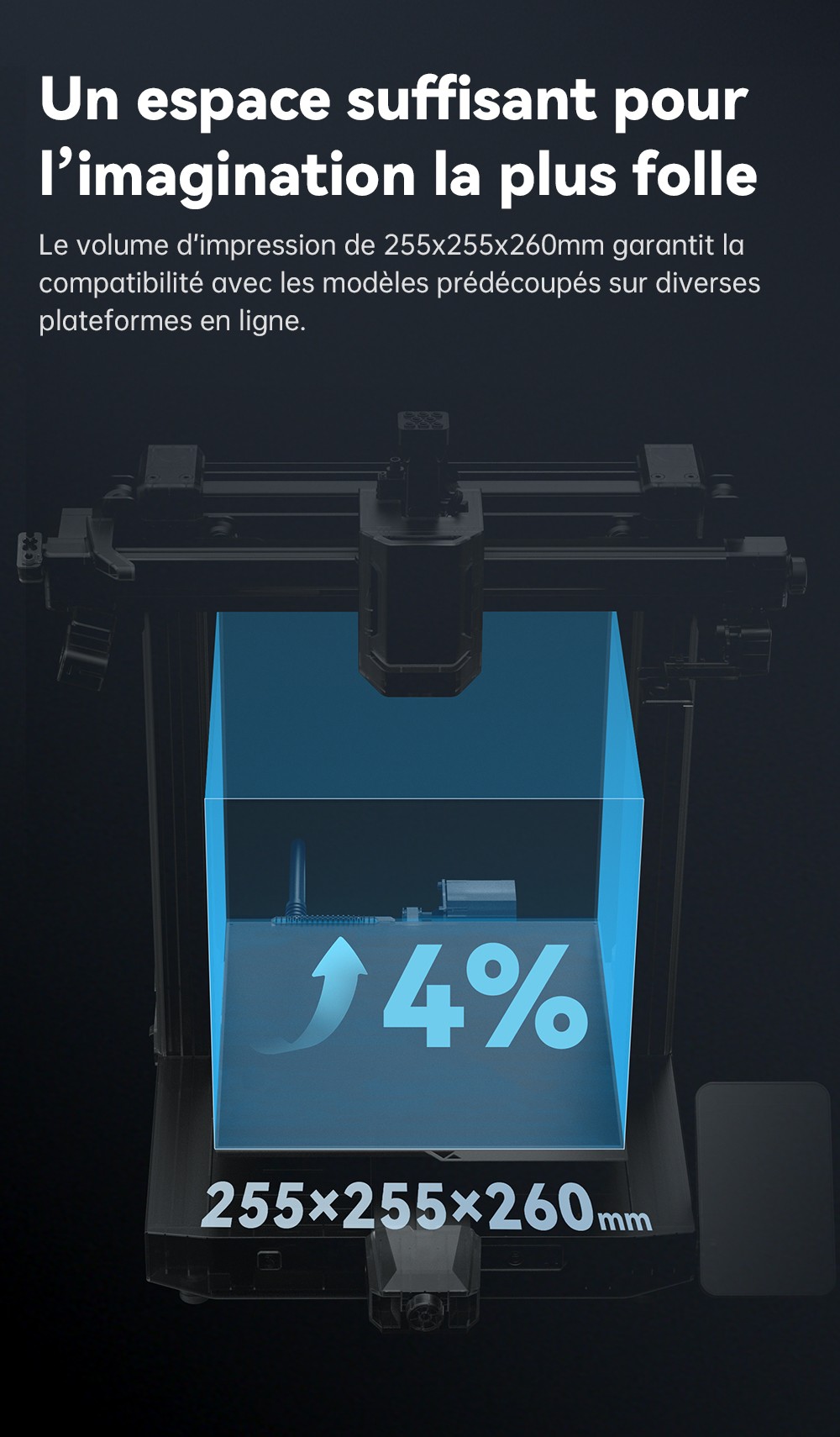 Imprimante 3D Anycubic Kobra 3 V2 Combo, ACE Pro Multicolore, cam&eacute;ra 720p, vitesse 600 mm/s, nivellement automatique, s&eacute;chage du filament, 255 x 255 x 260 mm