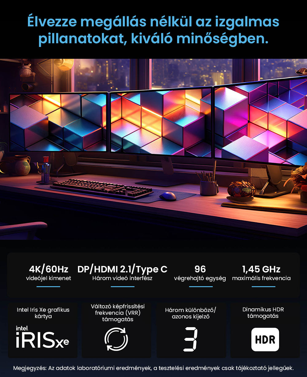 BMAX B9 Power Mini PC, Intel Core i9-12900H 14 mag, max. 5,0 GHz, 32 GB RAM, 1 TB SSD, DP+HDMI+C t&iacute;pus&uacute; 4K h&aacute;romkijelző, dinamikus HDR t&aacute;mogat&aacute;s, WiFi 6, Bluetooth 5.2, 2*USB 3.2, 2*USB 2.0, 1*RJ45, 1*3,5 mm-es fejhallgat&oacute;-csatlakoz&oacute;, Space Capsule hűtőrendszer