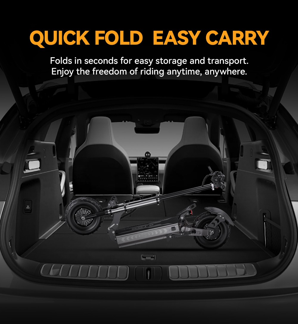 OOTD T90 Elektroroller, 2 Motoren mit 2100 W, 60 V 31,2 Ah Batterie, 13 Zoll Reifen, 85 km/h Höchstgeschwindigkeit, 100 km Reichweite, hydraulische Scheibenbremsen, doppelte hydraulische Vorderradfederung und Doppelfederung hinten