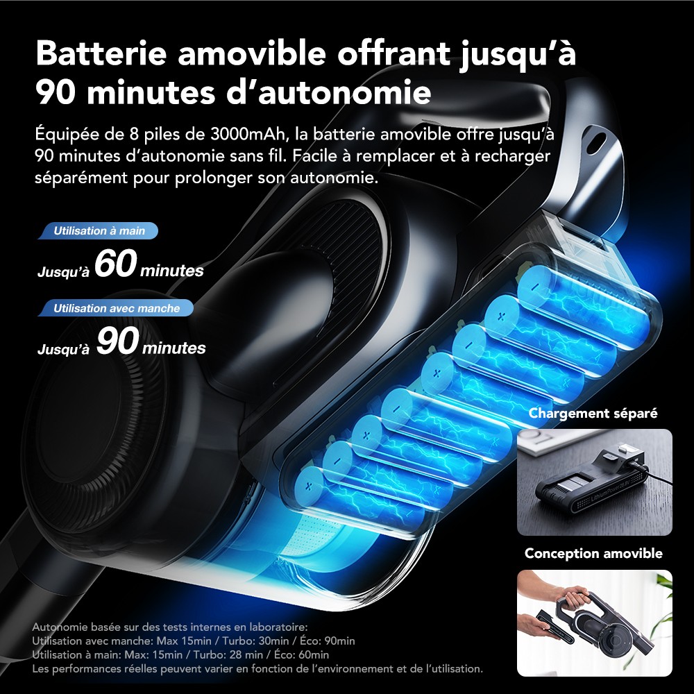Jimmy H11 Pro Aspirateur sans fil, aspiration 700 W/260 AW, autonomie 90 min, tube flexible, 7 outils de nettoyage, affichage LED, pour tapis/sols durs - Gris fonc&eacute;