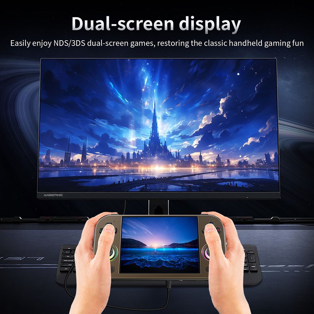 ANBERNIC RG477M AI Game Console, Android 14, 12GB RAM 256GB Storage, 4.7 inch 1280&times;960 LTPS Touchscreen, 120Hz Refresh Rate, WiFi 6E Bluetooth 5.3, 3D Hall joystick, 7 Hours of Playtime - Chocolate Bronze