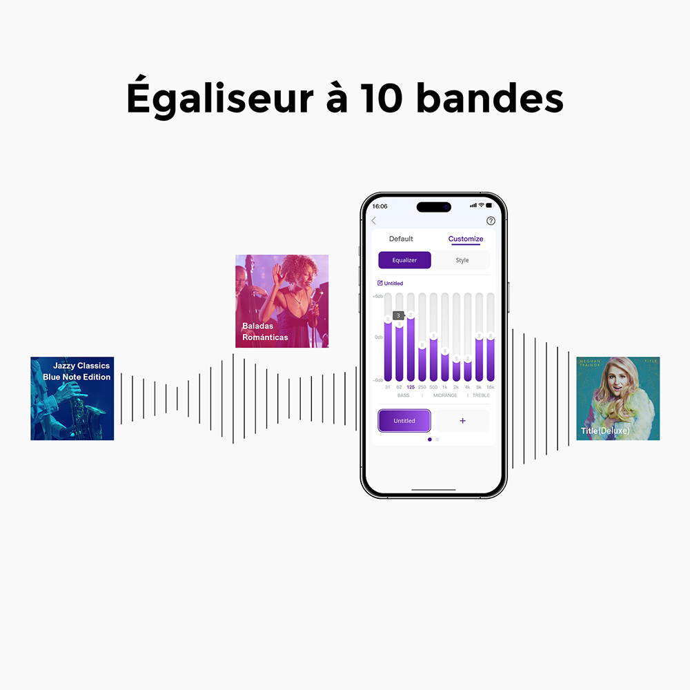 Ultimea Poseidon D80 Boom 7.1 Barre de son avec caisson de basses, Dolby Atmos, puissance de cr&ecirc;te de 500 W, contr&ocirc;le via application, &eacute;galiseur 10 bandes, 121 matrices d'&eacute;galisation pr&eacute;d&eacute;finies, Bluetooth 5.3