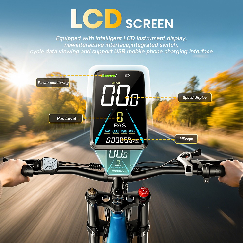 PULUMA PE86 Electric Bike, 500W Motor, 48V 20Ah Battery, 26 inch Tires, 40km/h Max Speed, 150km Range, Hydraulic Brakes, Oil Spring Suspension System, Shimano 7-speed, LCD Display, Torque Sensor