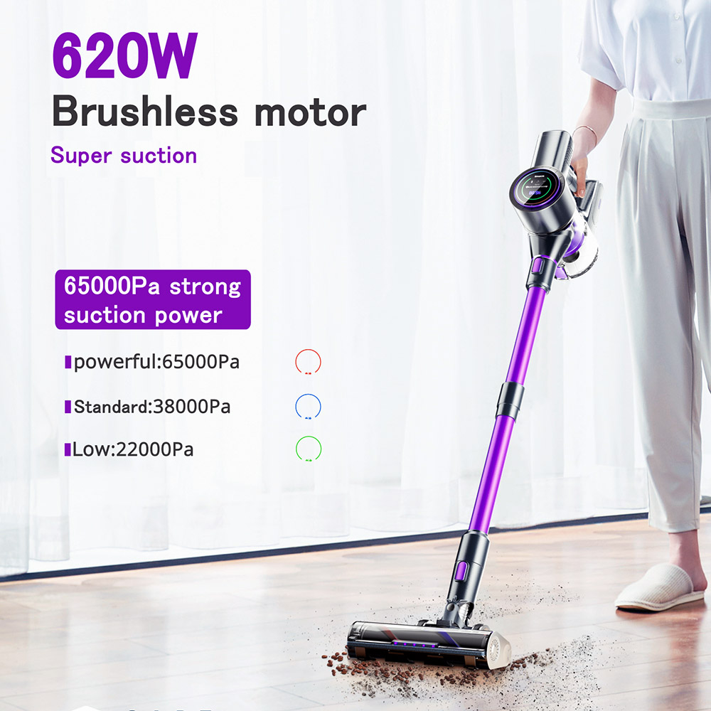 SmartAI P40 Aspirateur sans fil puissant, puissance d'aspiration de 65 kPa, filtration &agrave; 6 couches, 1,3 L, balai &eacute;lectrique 6 en 1 pour tapis de sol et poils d'animaux