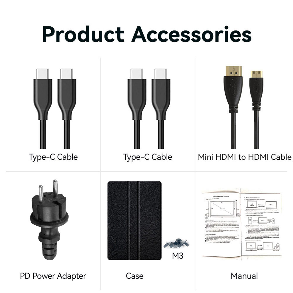 AOSIMAN 134UCT 13.4 inch Touchscreen Portable Monitor, 4K UHD 3840*2400 Display, Dual Speakers, 178&deg; Full Viewing, Low Blue Light - EU Plug