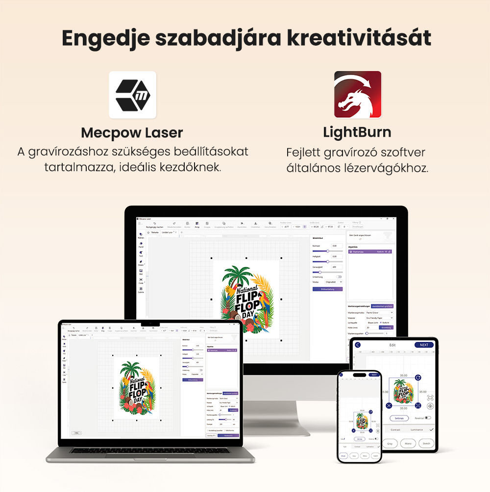 Mecpow X1 Dupla L&eacute;zer V&aacute;g&oacute;/Grav&iacute;roz&oacute;, 2W Infra + 10W Di&oacute;d&aacute;s, 5000mm/s sebess&eacute;g, 105&times;105mm