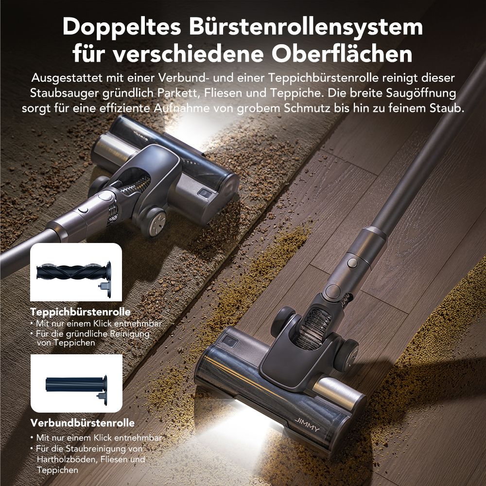 JIMMY H11 Pro Kabelloser Staubsauger, 700 W/260 AW Saugleistung, 90 Min. Laufzeit, flexibler Metallschlauch, 7 Reinigungswerkzeuge, LED-Anzeige, f&uuml;r Teppiche/Hartb&ouml;den &ndash; Dunkelgrau