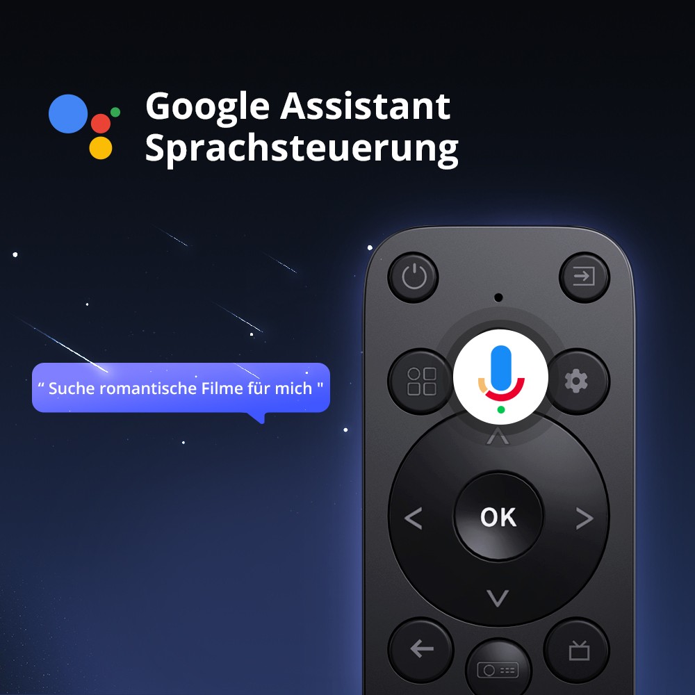 ETOE Whale Pro Android TV-Projektor, Native 1080P, 1500 ANSI, 4K-Dekodierung, Autofokus und automatische Trapezkorrektur, 2 x 10 W Stereo-Lautsprecher, Dualband-WLAN