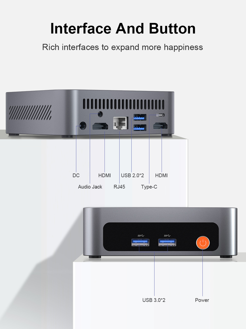 Ninkear M7 Mini-PC, AMD Ryzen 5 7430U 6 Kerne, max. 4,3 GHz, 16 GB RAM, 512 GB SSD, 2 x HDMI + Typ-C 4K-Dreifachbildschirm, WiFi 6, Bluetooth 5.2, 2 x USB 3.0, 2 x USB 2.0, 1 x RJ45, 1 x Audiobuchse
