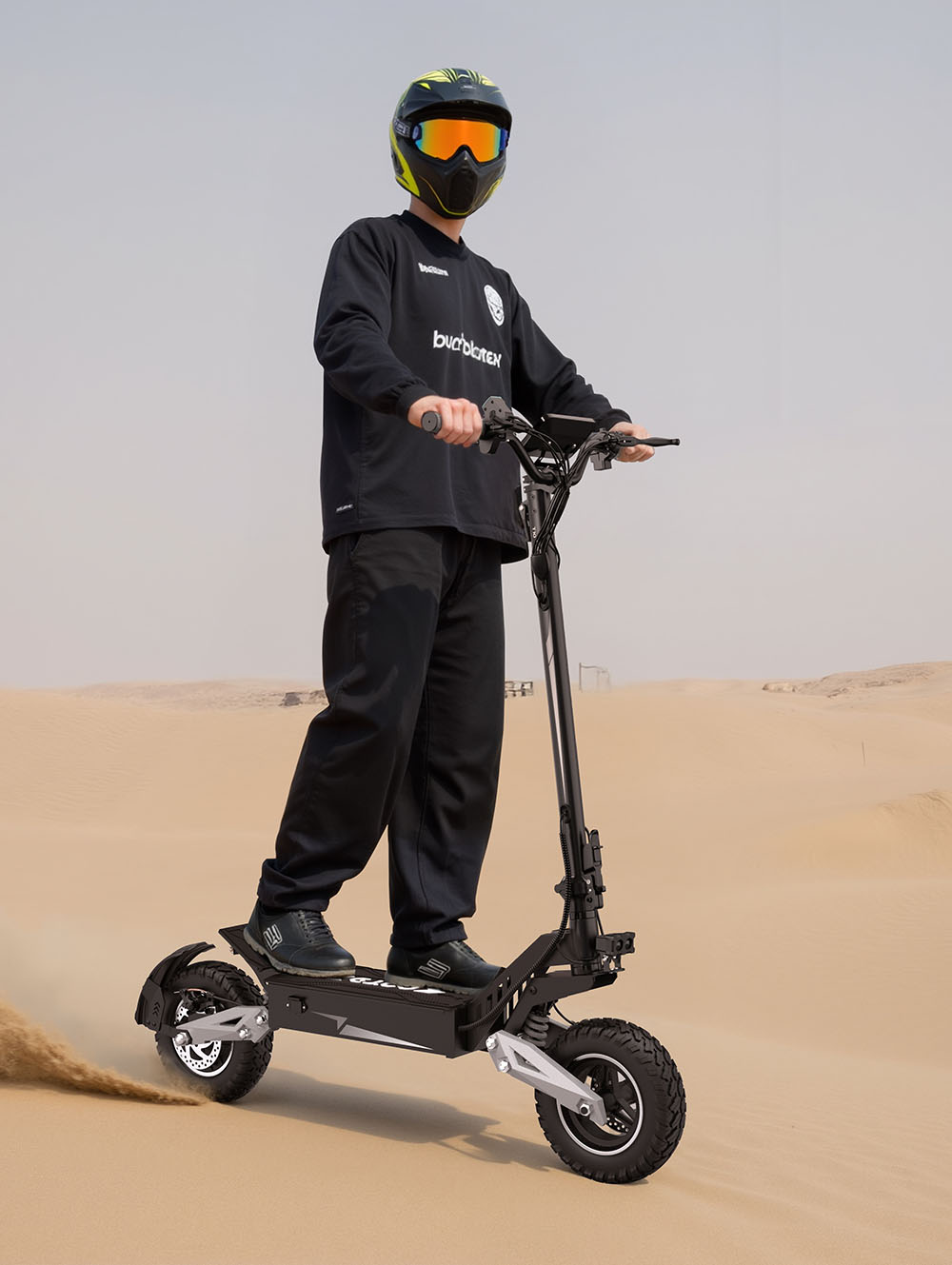 OOTD T10 Trottinette électrique, moteur 500 W, batterie 48 V 13,5 Ah, pneus 11 pouces, vitesse maximale 50 km/h, autonomie 45 km, freins à disque avant et arrière, amortisseurs à ressort avant et arrière