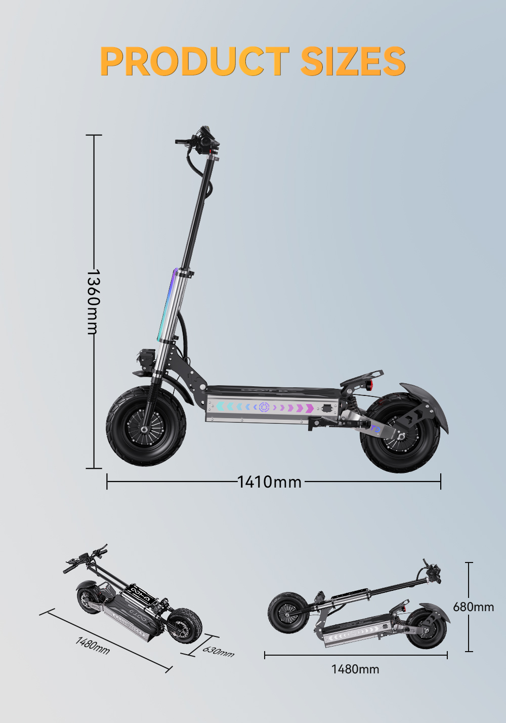 OOTD T90 Electric Scooter, 2100W*2 Motor, 60V 31.2Ah Battery, 13 inch Tires, 85km/h Max Speed, 100km Range, Hydraulic Disc Brakes, Front Dual Hydraulic Suspension & Rear Dual Spring Suspension