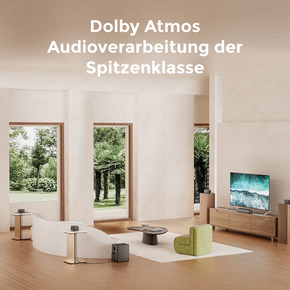 Ultimea Poseidon D80 Boom 7.1 Soundbar-Subwoofer-Lautsprecher-Kit, Dolby Atmos, 500 W Spitzenleistung, APP-Steuerung, 10-Band-Equalizer-Einstellungen, 121 voreingestellte EQ-Matrizen, Bluetooth 5.3