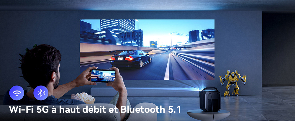 [Certifié Netflix et Google TV] Projecteur LCD ETOE Seal Pro 1000 ANSI, 1080P natif, certifié Dolby Audio, mise au point automatique. Correction automatique du trapèze, 2 haut-parleurs de 10 W, Chromecast intégré, Google Assistant