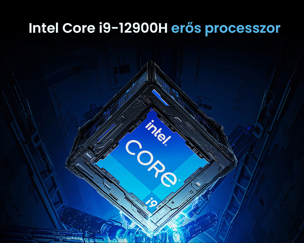 BMAX B9 Power Mini PC, Intel Core i9-12900H 14 mag, max. 5,0 GHz, 32 GB RAM, 1 TB SSD, DP+HDMI+C t&iacute;pus&uacute; 4K h&aacute;romkijelző, dinamikus HDR t&aacute;mogat&aacute;s, WiFi 6, Bluetooth 5.2, 2*USB 3.2, 2*USB 2.0, 1*RJ45, 1*3,5 mm-es fejhallgat&oacute;-csatlakoz&oacute;, Space Capsule hűtőrendszer