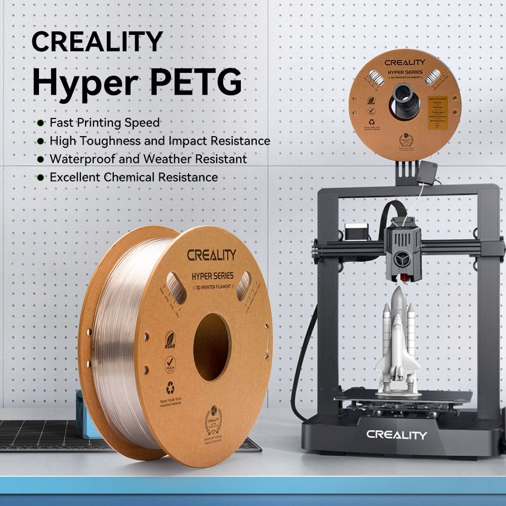 5 kg vlákna Creality Hyper-PETG - (1 kg bieleho + 1 kg čierneho + 1 kg zeleného + 1 kg priehľadného + 1 kg sivého)