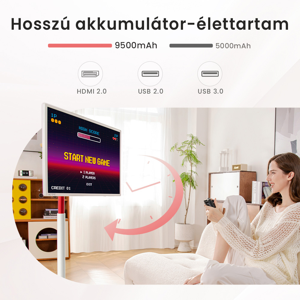 KTC A32Q7 Pro Mobil Monitor, 32'' 4K &Eacute;rintők&eacute;pernyő, WiFi6, Android 13, RK3588S 8 Core, Google EDLA Tan&uacute;s&iacute;tv&aacute;ny, 9500mAh Akkumul&aacute;tor, 8GB RAM 128GB ROM, &Aacute;ll&iacute;that&oacute; Dől&eacute;ssz&ouml;gek, 1*HDMI 2.0, 1*USB 3.0, 1*USB 2.0