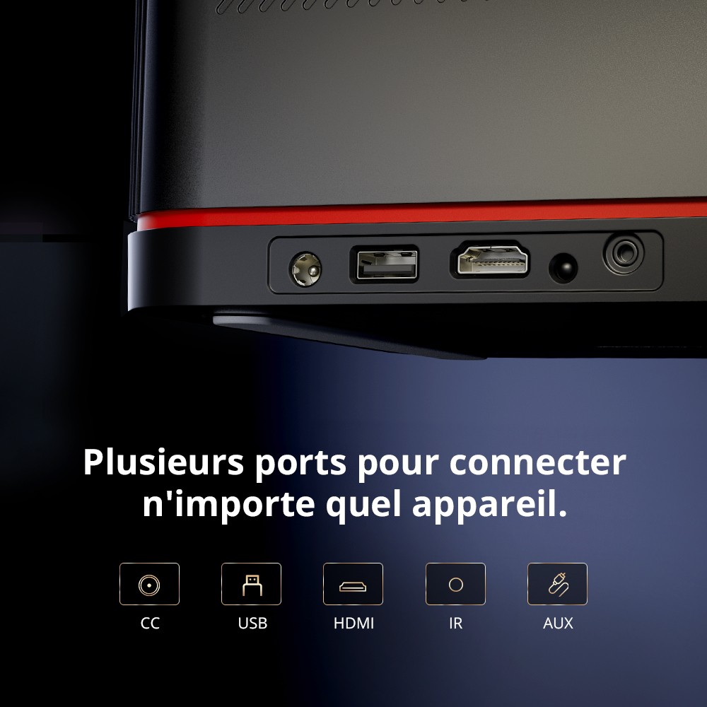 Projecteur TV Android ETOE Whale Pro, r&eacute;solution native 1080p, 1500 ANSI, d&eacute;codage 4K, mise au point automatique et correction trap&eacute;zo&iuml;dale automatique, 2 haut-parleurs st&eacute;r&eacute;o 10 W, Wi-Fi double bande