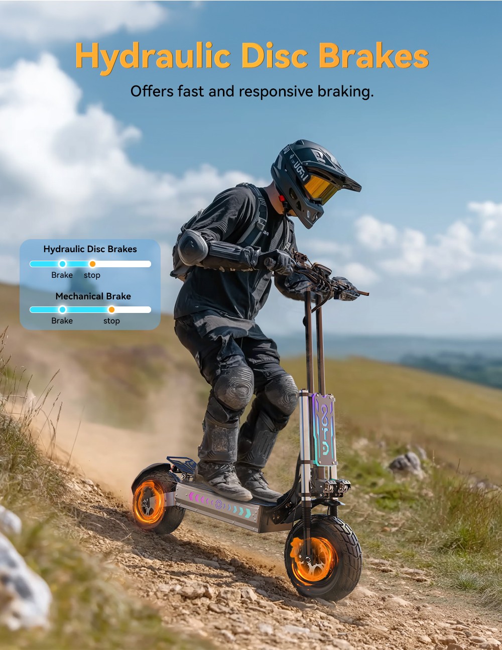 OOTD T90 Electric Scooter, 2100W*2 Motor, 60V 31.2Ah Battery, 13 inch Tires, 85km/h Max Speed, 100km Range, Hydraulic Disc Brakes, Front Dual Hydraulic Suspension & Rear Dual Spring Suspension