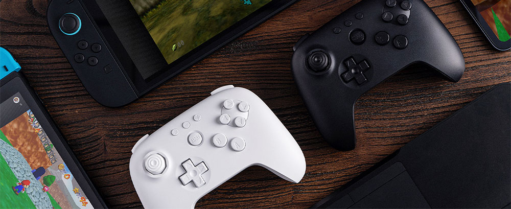 8BitDo 64 Bluetooth Game Controller for Analogue 3D, Switch 1/2, Windows, Android - White