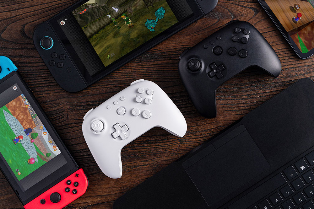 8BitDo 64 Bluetooth Game Controller for Analogue 3D, Switch 1/2, Windows, Android - White