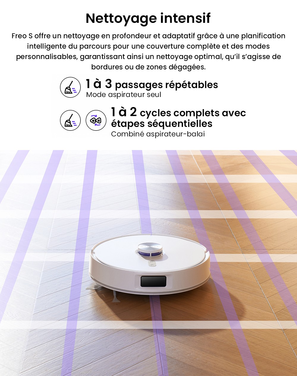 Aspirateur robot Narwal Freo S, d&eacute;poussi&eacute;rage automatique, aspiration 8&nbsp;000 Pa, navigation intelligente et commande vocale
