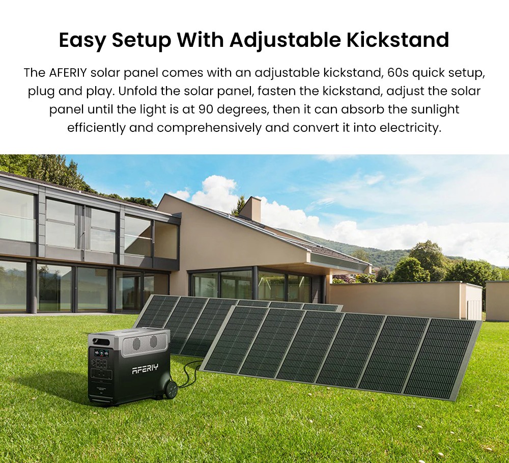 AFERIY &lrm;AF-S400A1 400W Portable Foldable Solar Panel, 23% Energy Conversion Rate, IP65 Waterproof, Adjustable Kickstand