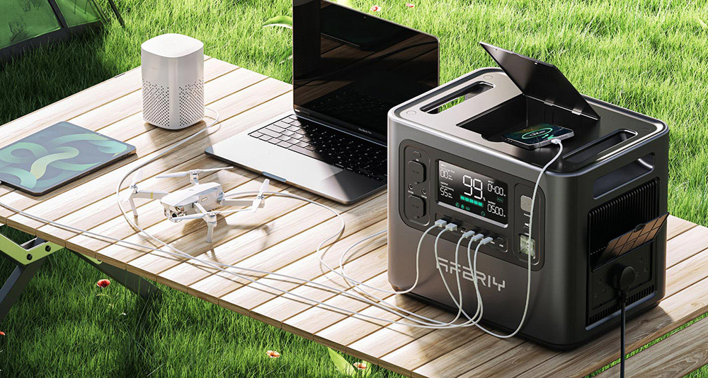 AFERIY P210 Portable Power Station, 2400W 2048Wh Outdoor Generator, App Control,13 Outputs, 1.5H Full Charge, 4000+ Cycles LiFePO₄ Battery - UK Plug, Grey