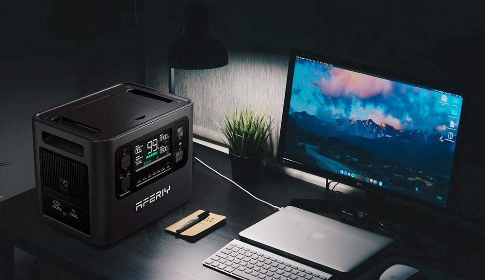 AFERIY P210 Portable Power Station, 2400W 2048Wh Outdoor Generator, App Control,13 Outputs, 1.5H Full Charge, 4000+ Cycles LiFePO₄ Battery - UK Plug, Grey