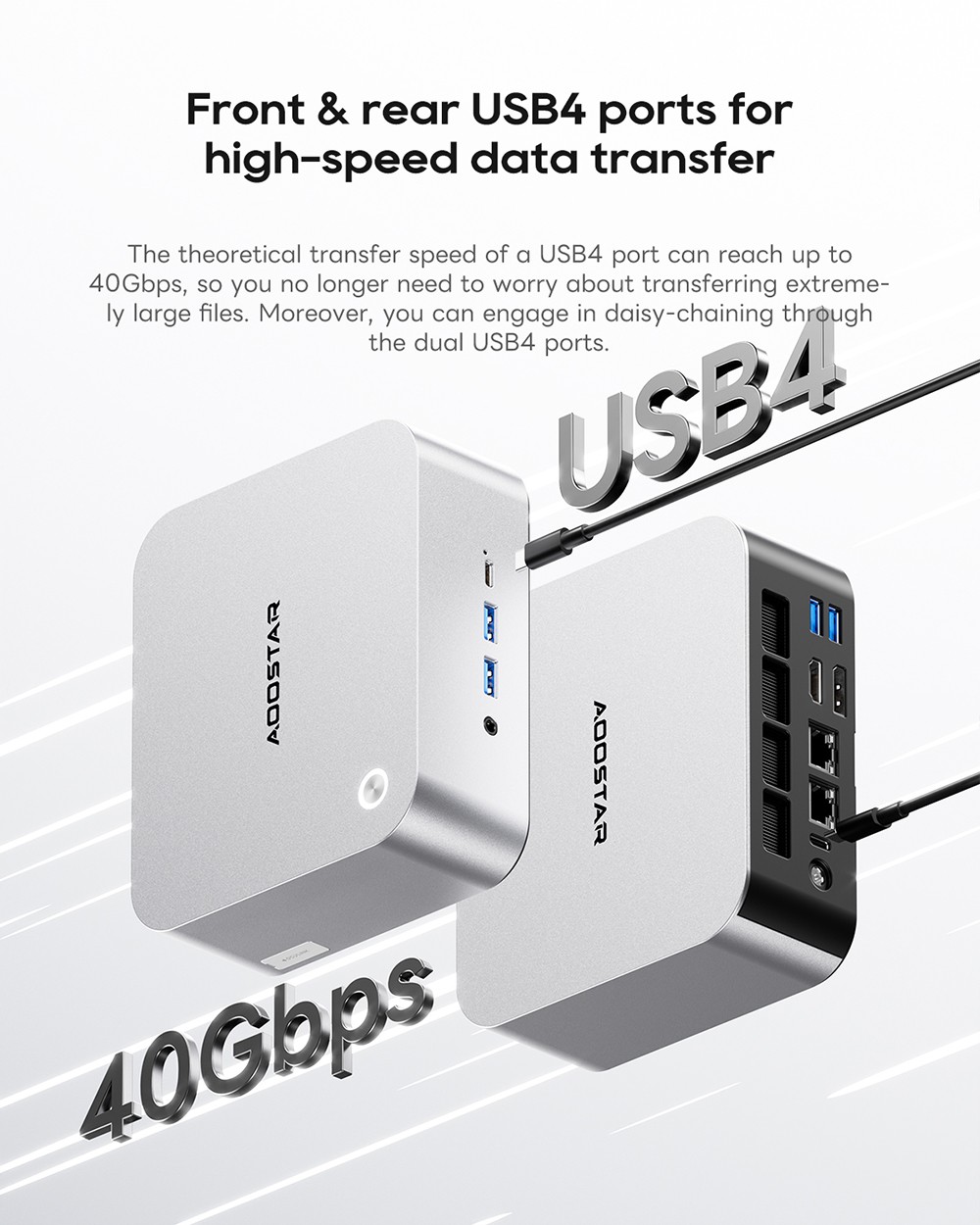 AOOSTAR MACO Mini PC, AMD Ryzen 7 Pro 8845HS 8 Cores Max 5.1GHz, 32GB DDR5 RAM 1TB SSD, HDMI + DP + 2*USB4 Four Screens Display, WiFi6, 2*2.5G LAN, 1*Oculink, 2*USB3.2, 2*USB2.0, 1*Audio Jack, Fingerprint Unlock - EU Plug
