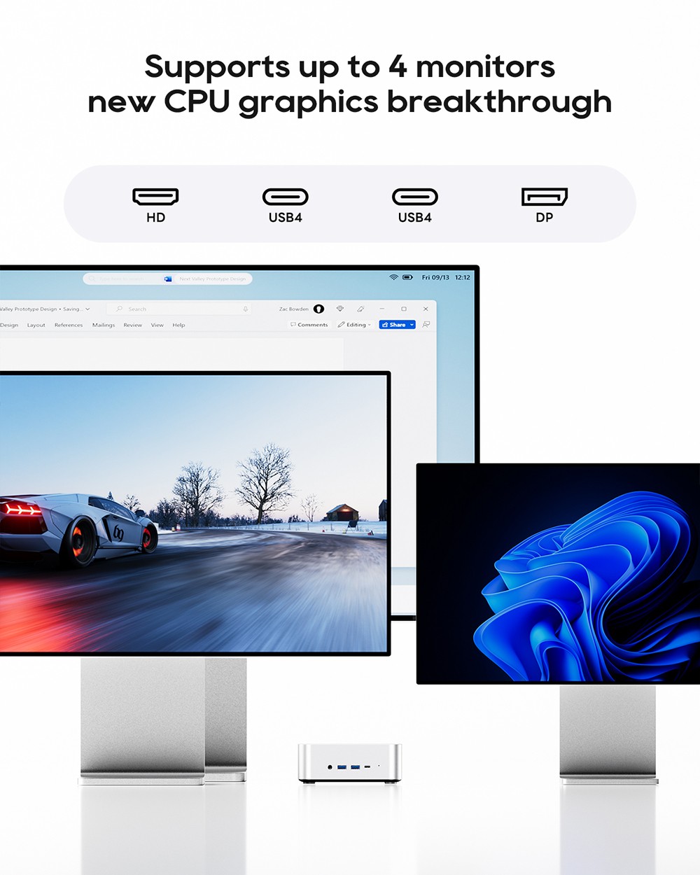 AOOSTAR MACO Mini PC, AMD Ryzen 7 Pro 8845HS 8 Cores Max 5.1GHz, 32GB DDR5 RAM 1TB SSD, HDMI + DP + 2*USB4 Four Screens Display, WiFi6, 2*2.5G LAN, 1*Oculink, 2*USB3.2, 2*USB2.0, 1*Audio Jack, Fingerprint Unlock - EU Plug