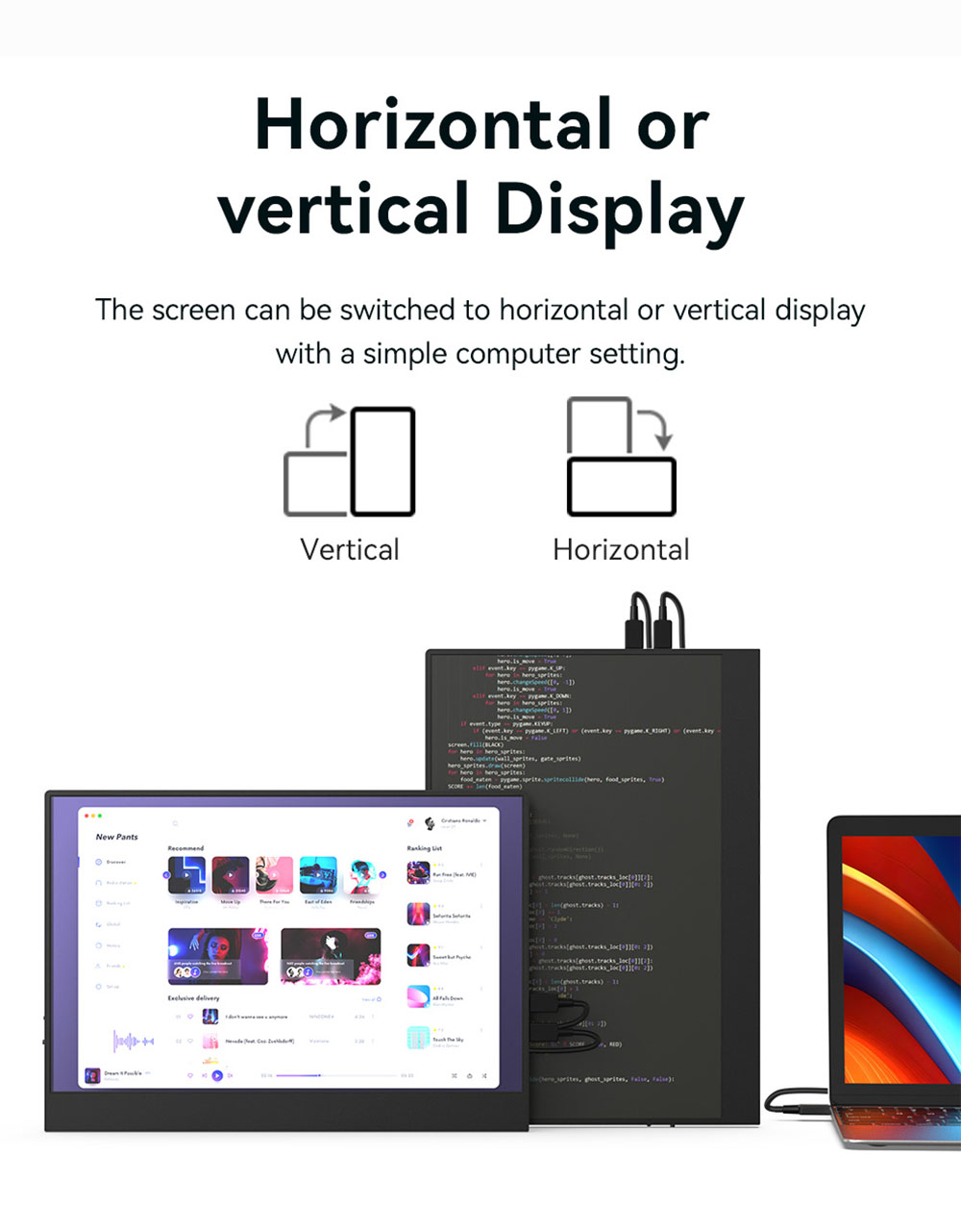 AOSIMAN 134UCT 13.4 inch Touchscreen Portable Monitor, 4K UHD 3840*2400 Display, Dual Speakers, 178&deg; Full Viewing, Low Blue Light