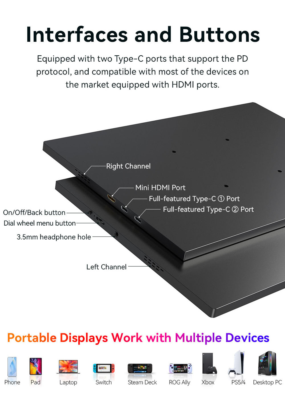 AOSIMAN 134UCT 13.4 inch Touchscreen Portable Monitor, 4K UHD 3840*2400 Display, Dual Speakers, 178&deg; Full Viewing, Low Blue Light