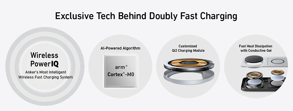 Anker 3-in-1 Wireless Charging Station, Qi2 Certified, 15W Ultra-Fast Charging, MagSafe-Compatible Wireless Charger for iPhone 16/15/14/13/12 Series, AirPods, Apple Watch