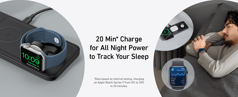 Anker 3-in-1 Wireless Charging Station, Qi2 Certified, 15W Ultra-Fast Charging, MagSafe-Compatible Wireless Charger for iPhone 16/15/14/13/12 Series, AirPods, Apple Watch