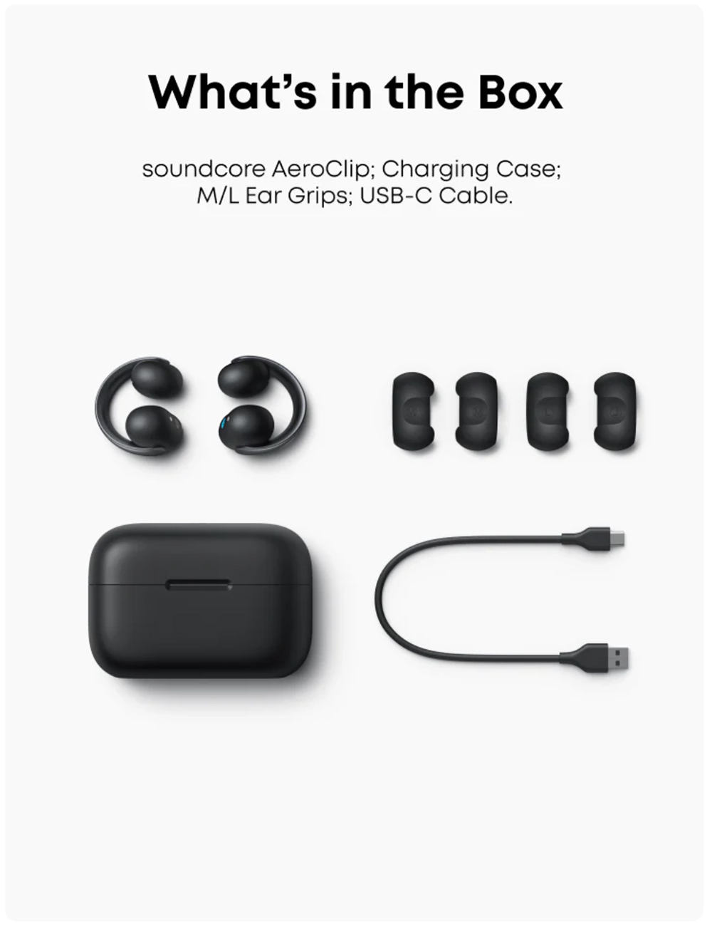 Anker Soundcore AeroClip Open-Ear Clip-On Earbuds, Snug and Secure, IPX4 Water-Resistant, Dynamic Voice Capture, Long-Lasting
Listening - Black