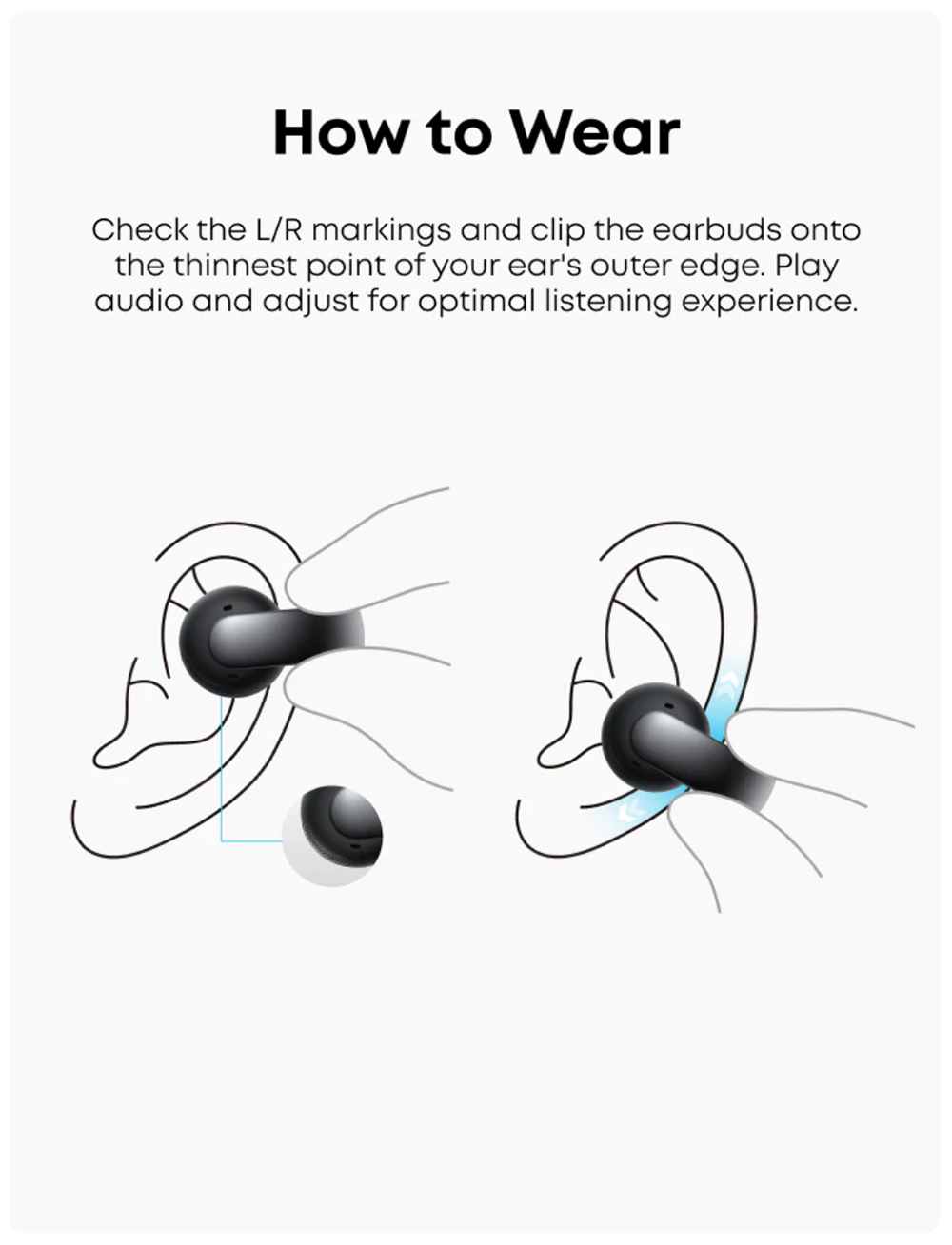 Anker Soundcore AeroClip Open-Ear Clip-On Earbuds, Snug and Secure, IPX4 Water-Resistant, Dynamic Voice Capture, Long-Lasting
Listening - Black