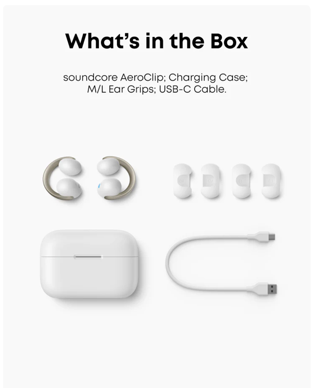 Anker Soundcore AeroClip Open-Ear Clip-On Earbuds, Snug and Secure, IPX4 Water-Resistant, Dynamic Voice Capture, Long-Lasting
Listening - White