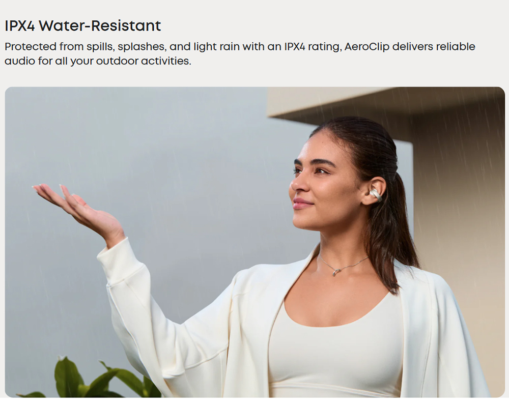 Anker Soundcore AeroClip Open-Ear Clip-On Earbuds, Snug and Secure, IPX4 Water-Resistant, Dynamic Voice Capture, Long-Lasting
Listening - White