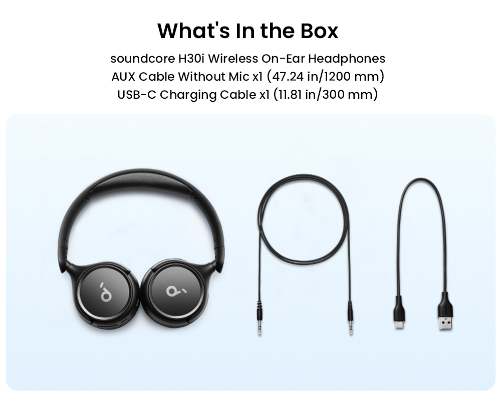 Anker Soundcore H30i Headphones, Bluetooth 5.3, Up to 70 Hours Playtime, Multipoint Connection - Black