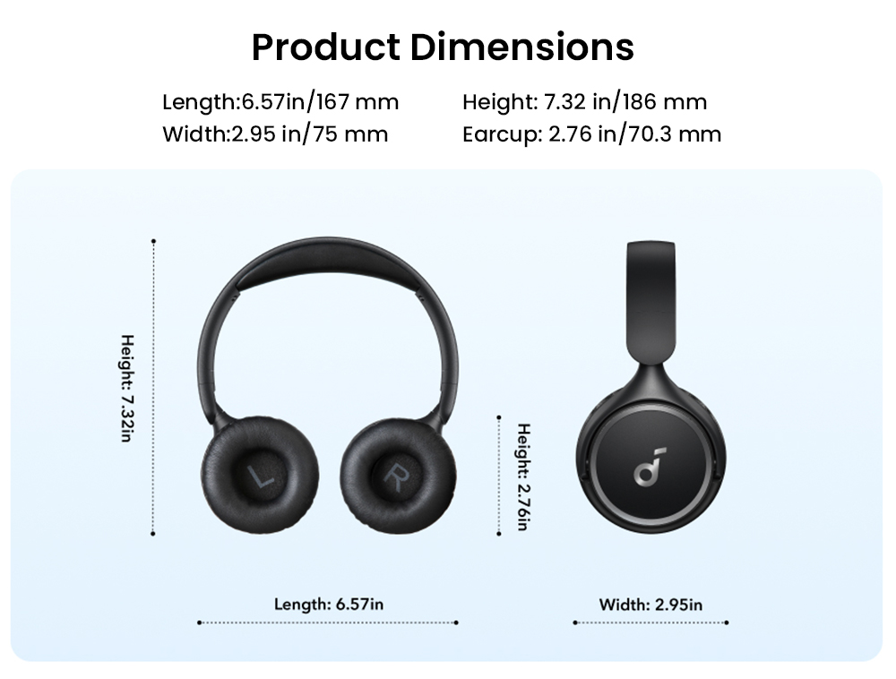 Anker Soundcore H30i Headphones, Bluetooth 5.3, Up to 70 Hours Playtime, Multipoint Connection - Black