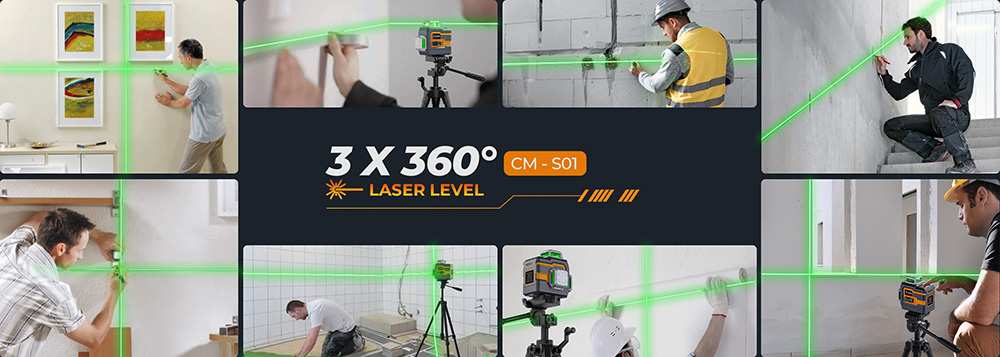 Refurbished CIGMAN CM-S01 12 Lines Laser Level, With APP Control, 3x360°, Self-leveling & Manual Mode, Stepless Dimming, 30h Max. Usage Time, IP54 Waterproof