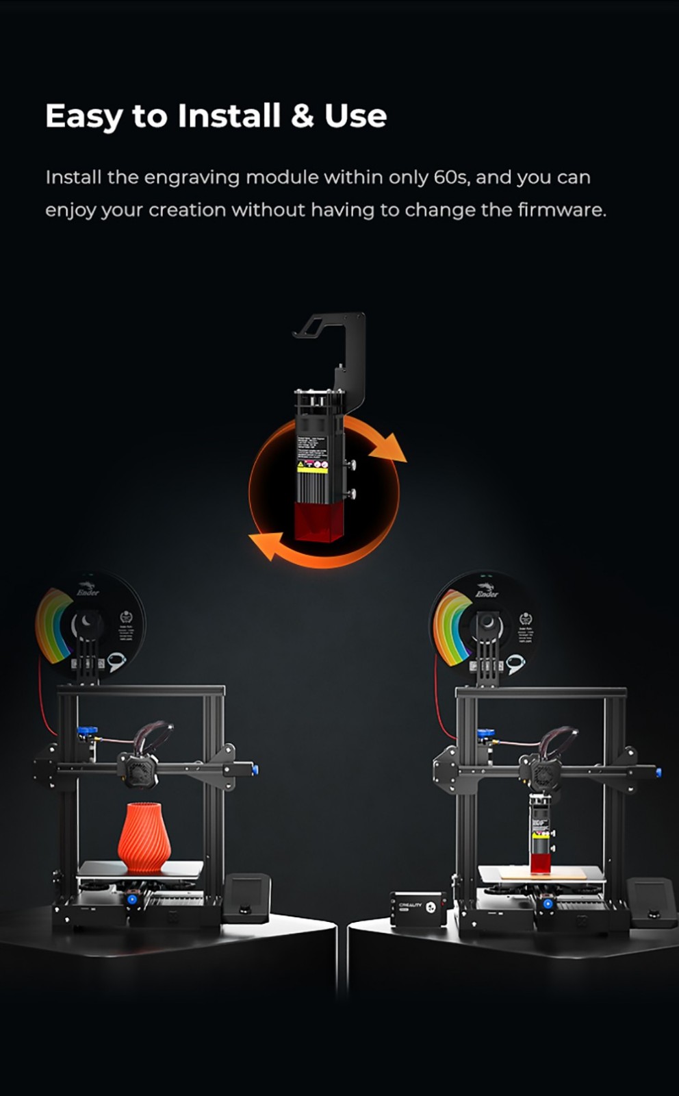 Refurbished Creality 24V 10W Laser Module Control Box Kit, 0.06mm High Precision, for Ender 3 S1/Ender 3 S1 Pro/Ender 3 S1 Plus