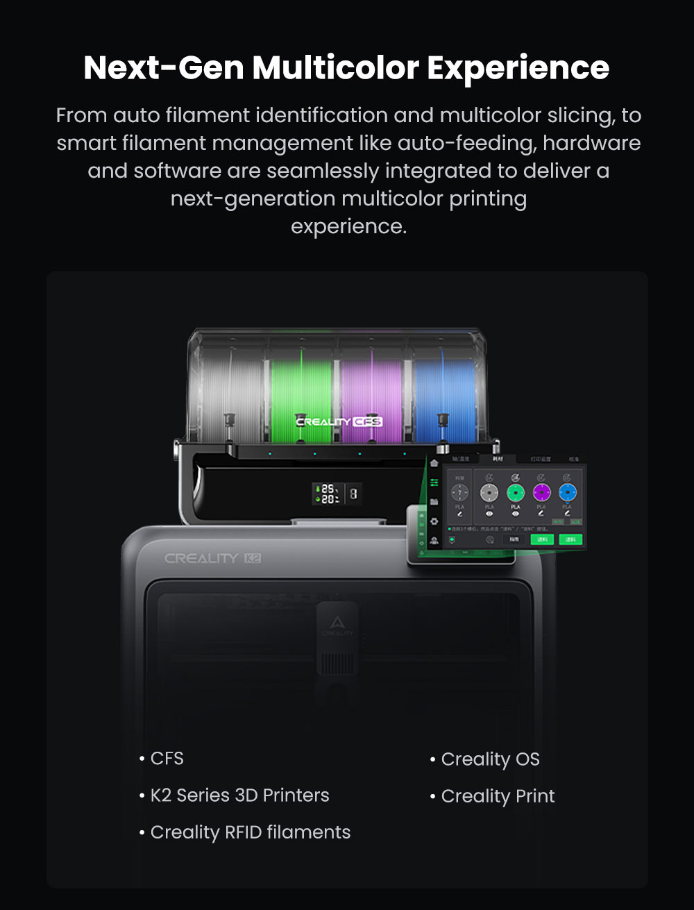 Creality K2 Combo 3D Printer, CFS System, 260*260*260mm